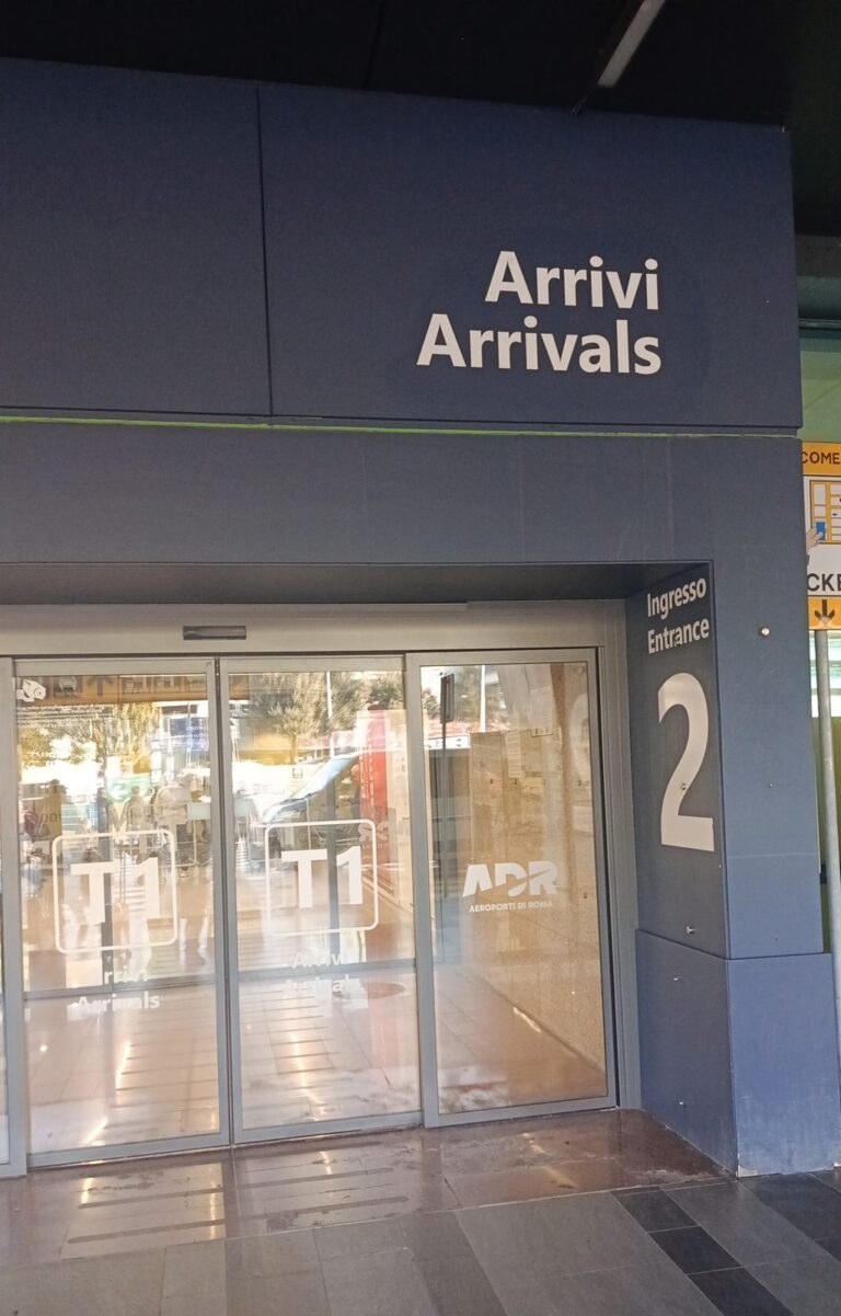 Ingresso Arrivi del Terminal 1: da qui esci e trovi l'autista